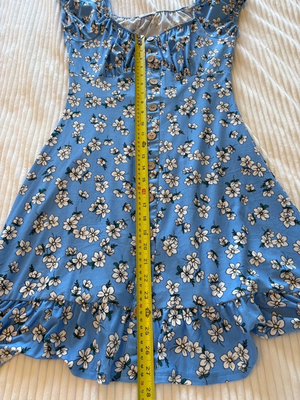 Ardene Light Blue Floral Button-Front Dress Size Small of the Shoulder - Picture 8 of 8